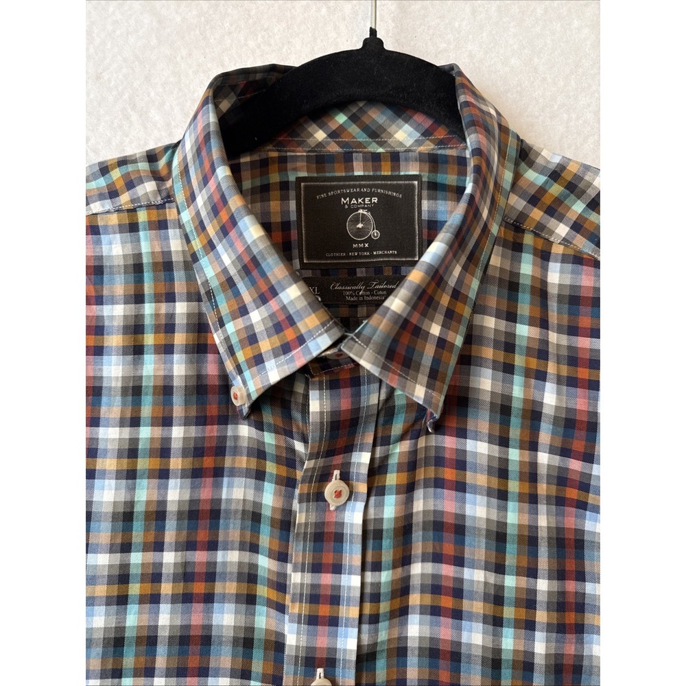 Maker & Company Classically Tailored Cotton Button Down Shirt Men's XL‎ Colorful